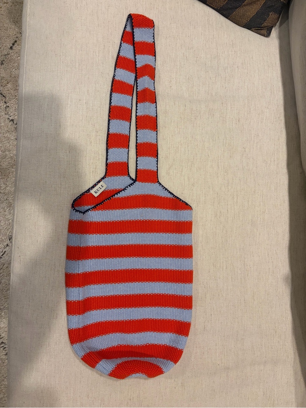 KULE Moon Crochet Bag NWT Blue and Poppy Stripe Knit Shoulder Tote-Sold Out